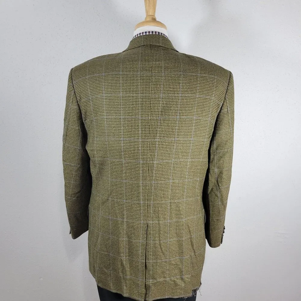 Saks Fifth Avenue KINGSWOOD SPJ Men's Sport Coat‎ Blazer Houndstooth Beige 42R